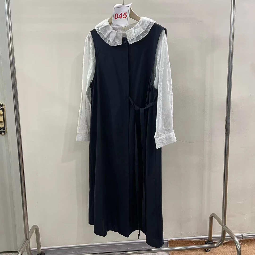 045-0998领衬衫罩裙两件套连衣裙