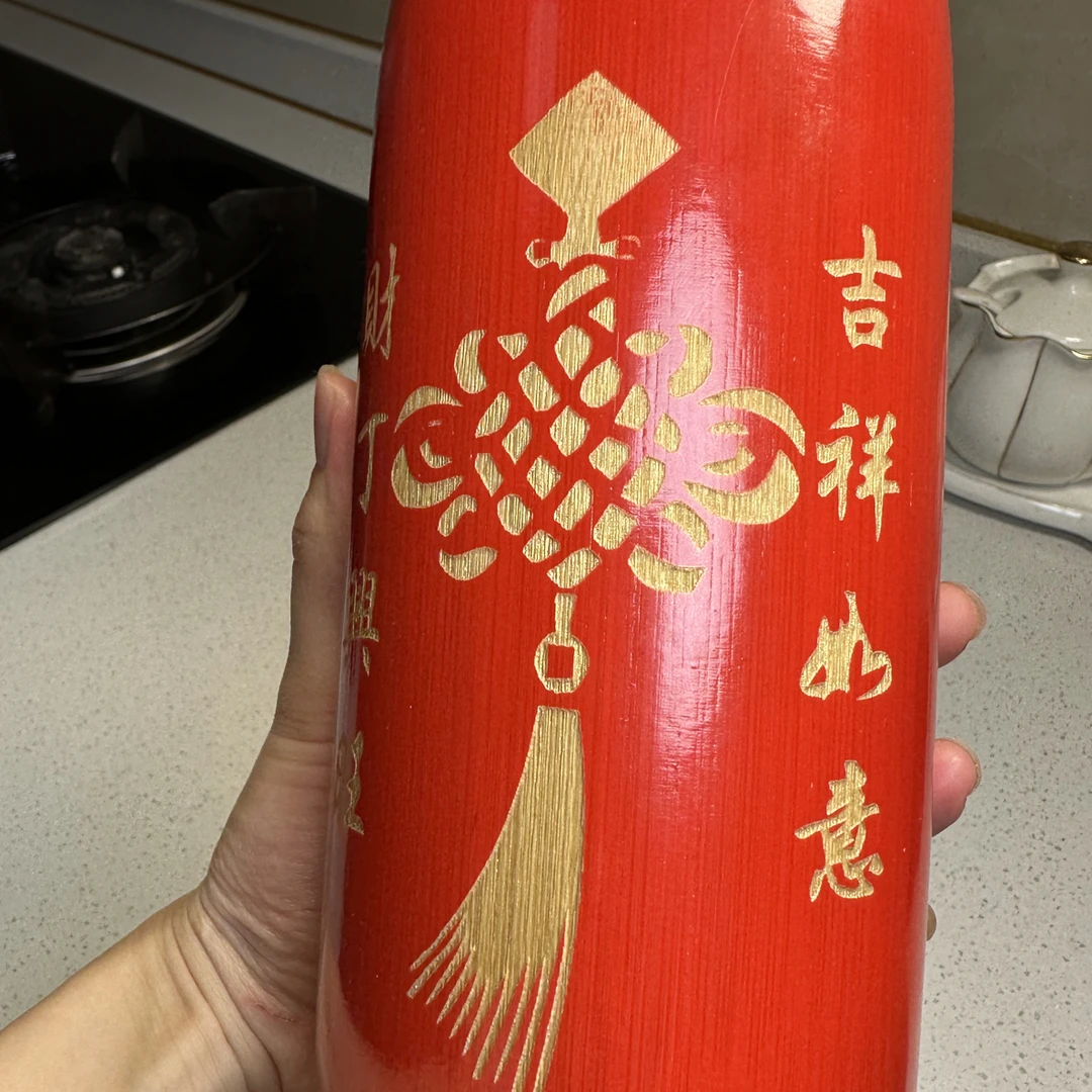 潮汕中秋摆件红色喜庆竹升（高度18公分）