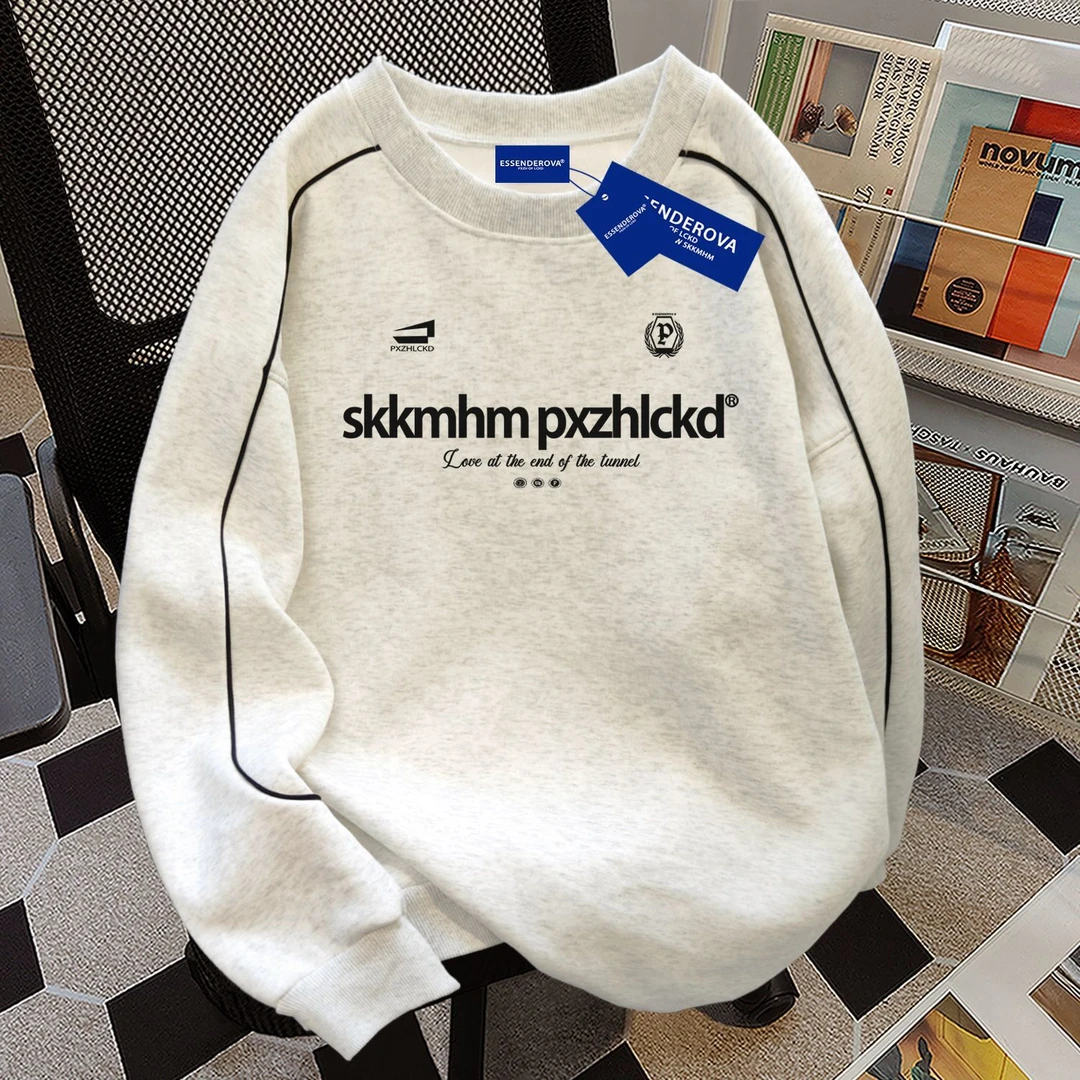 2025新款简约ins圆领卫衣男女秋冬季加绒加厚宽松显瘦百搭上衣服