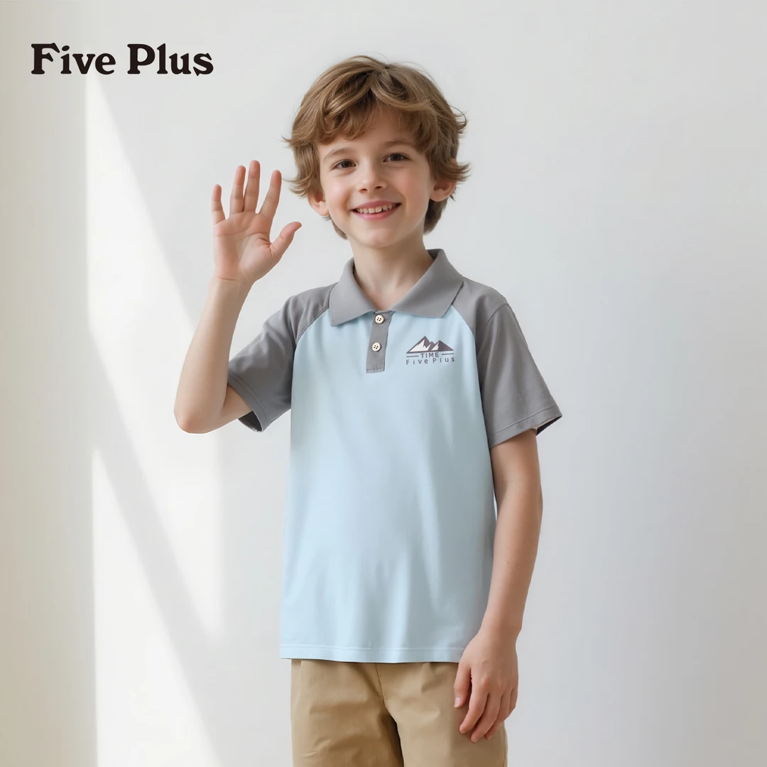 Five Plus童装男童短袖2025年新款女大童t恤宽松休闲百搭男孩上衣