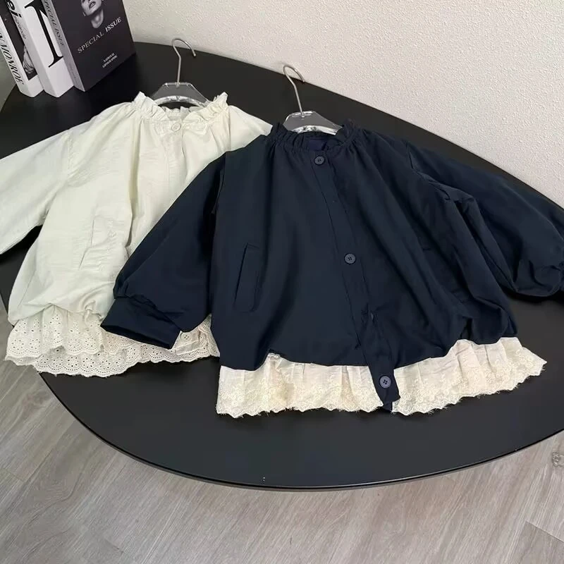 女童韩版灯笼花苞外套儿童秋季阔版短款风衣中大童时髦百搭开衫潮