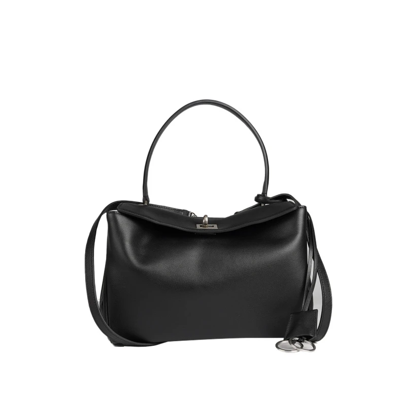 85z【RD牛皮】时尚百搭女士真皮黑色手拎包秋冬大容量单肩斜跨包