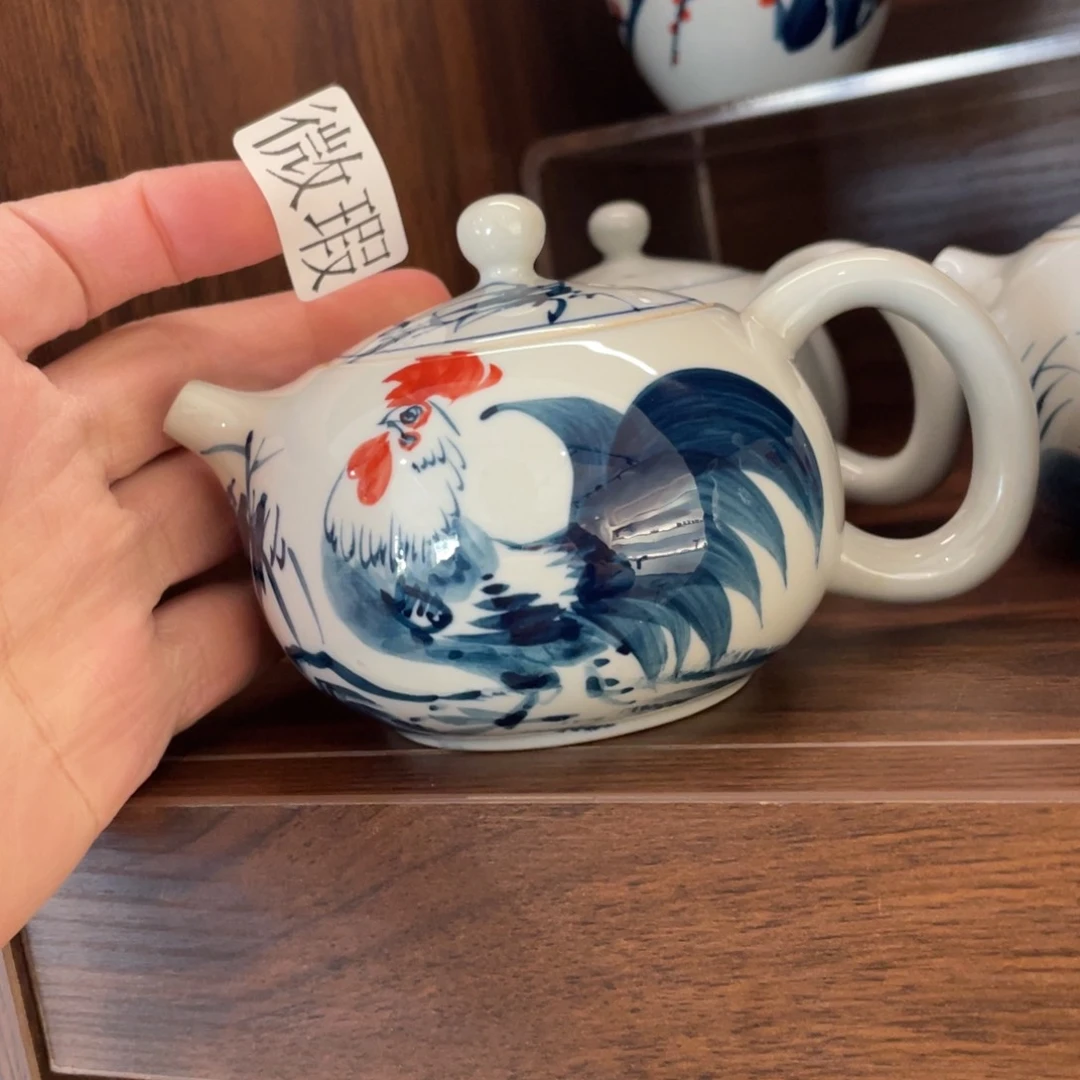 釉下手绘茶具微瑕