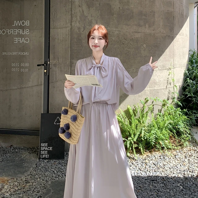 法式时尚女神范度假风套装裙女秋季2025新款长袖上衣半身裙两件套