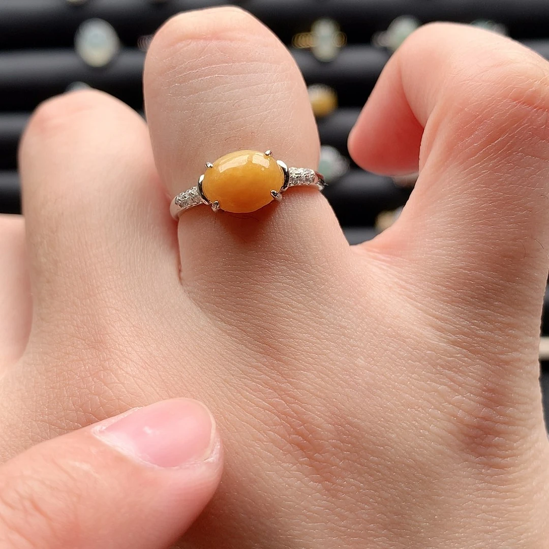 翡翠戒指银S925镶嵌0087