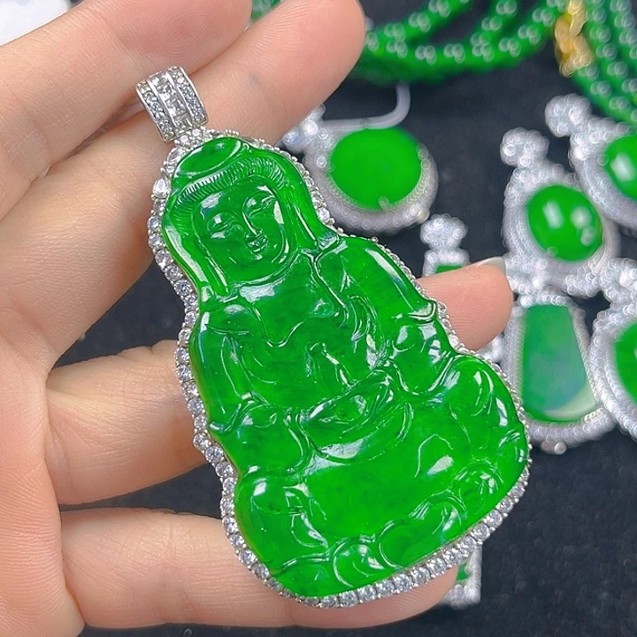 翡翠吊坠(不含链)银S925镶嵌
