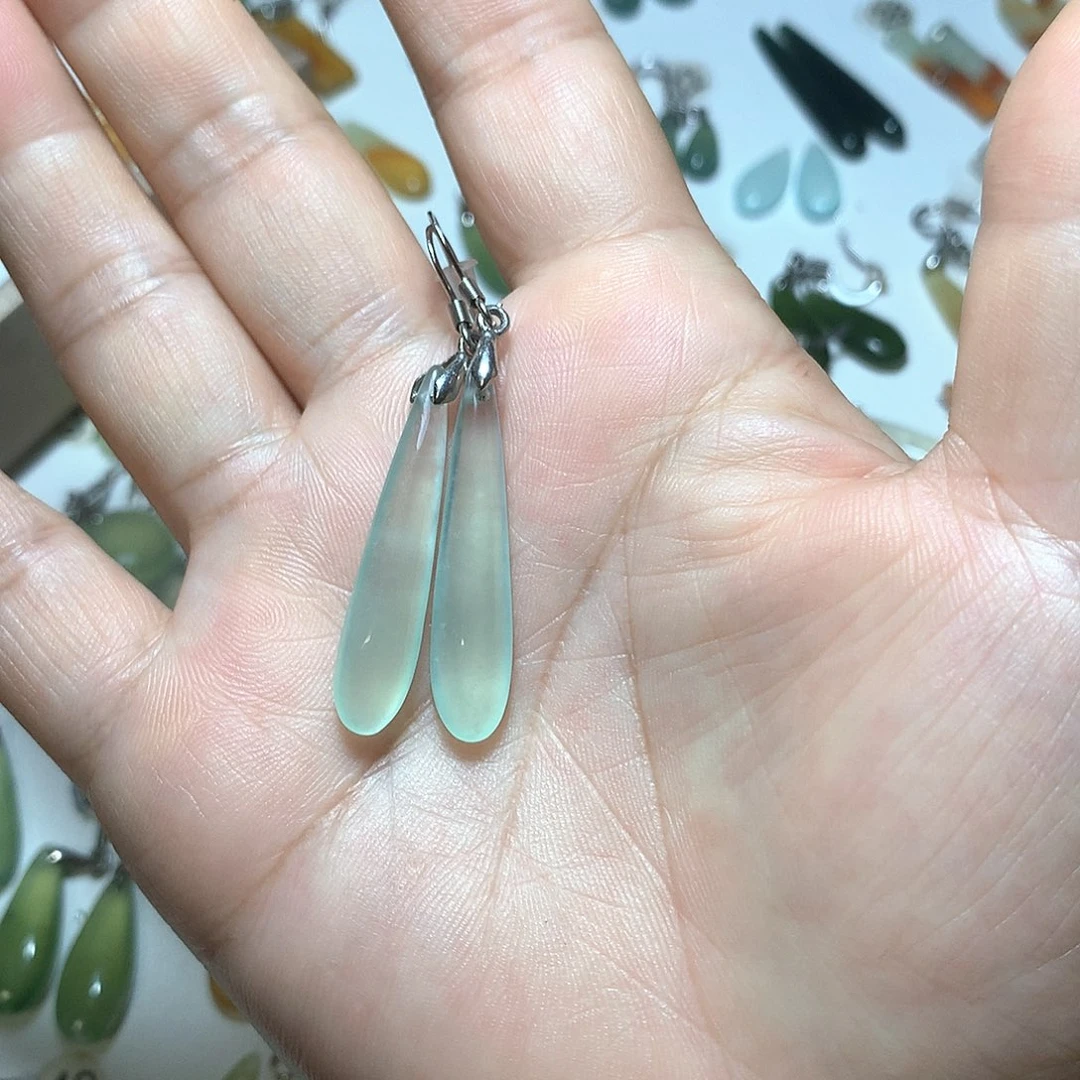 超***蜂蛇纹石玉未镶嵌耳环
