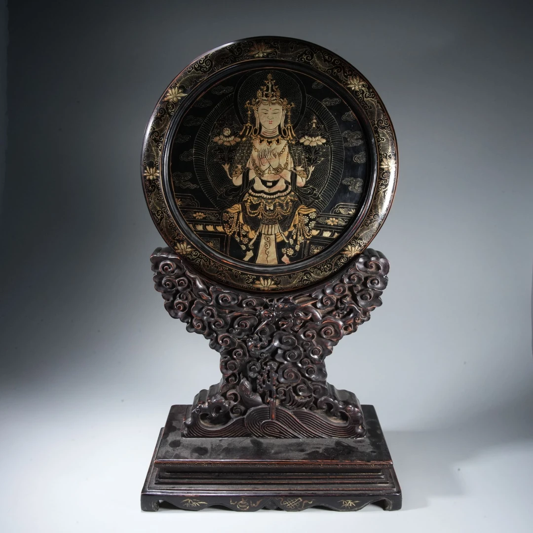 清代 黑漆描金佛像纹供器【华豫之门甄选】