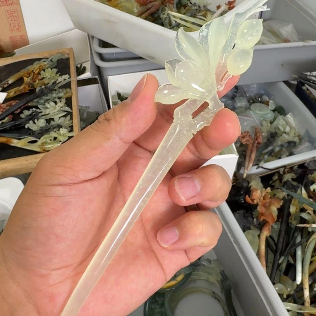 岫玉未镶嵌发饰明君玉簪就是好看