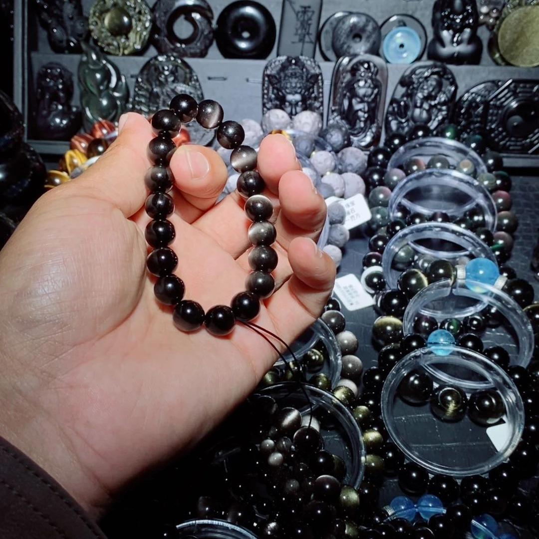 黑曜岩未镶嵌手链7*z