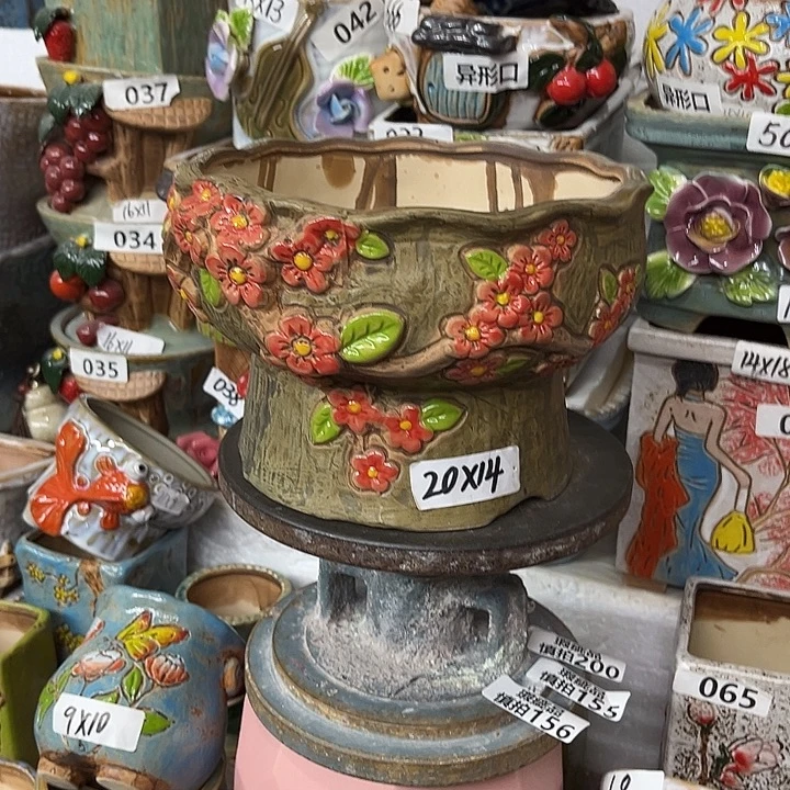 粗陶材质多肉花盆发底孔