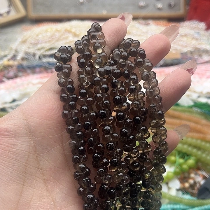 玛瑙/玉髓珠宝半成品未镶嵌一条茶晶骨头珠