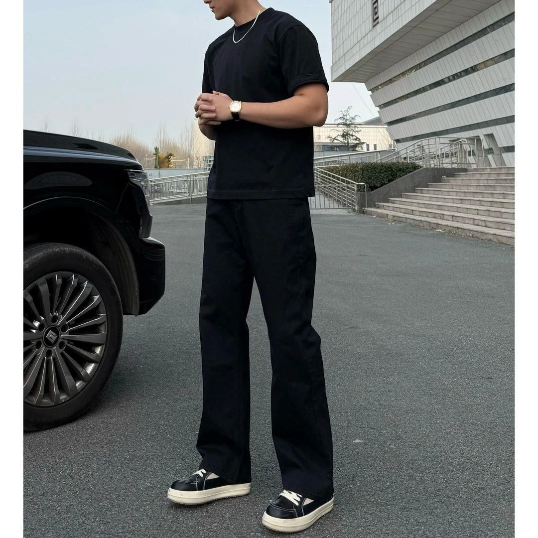 【LYFZ】美式简约重工立体中直筒微弹牛仔裤cleanfit百搭春夏休闲男