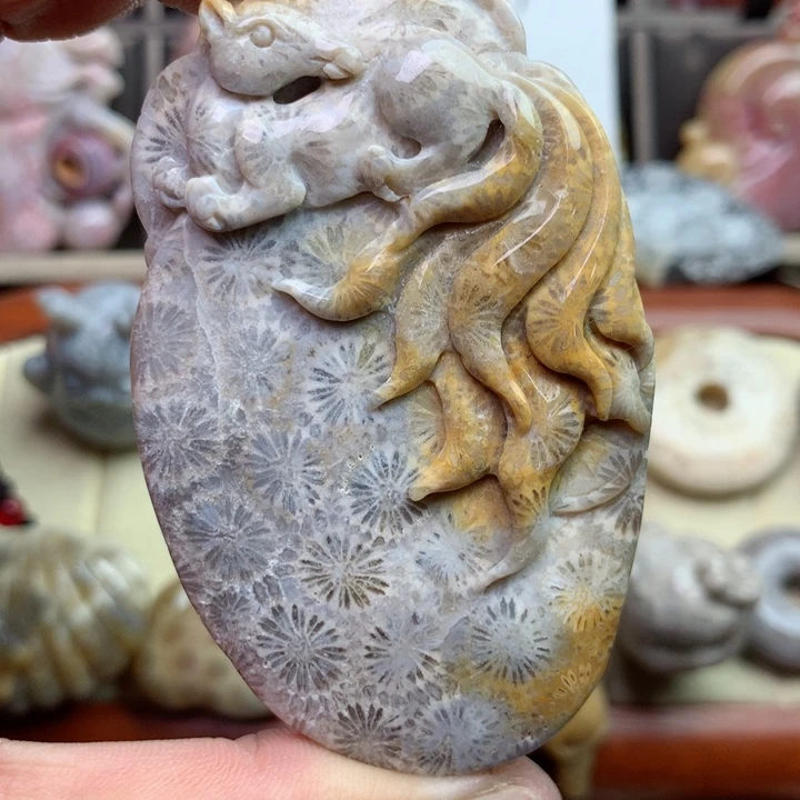 硅化珊瑚（珊瑚玉）颈饰未镶嵌