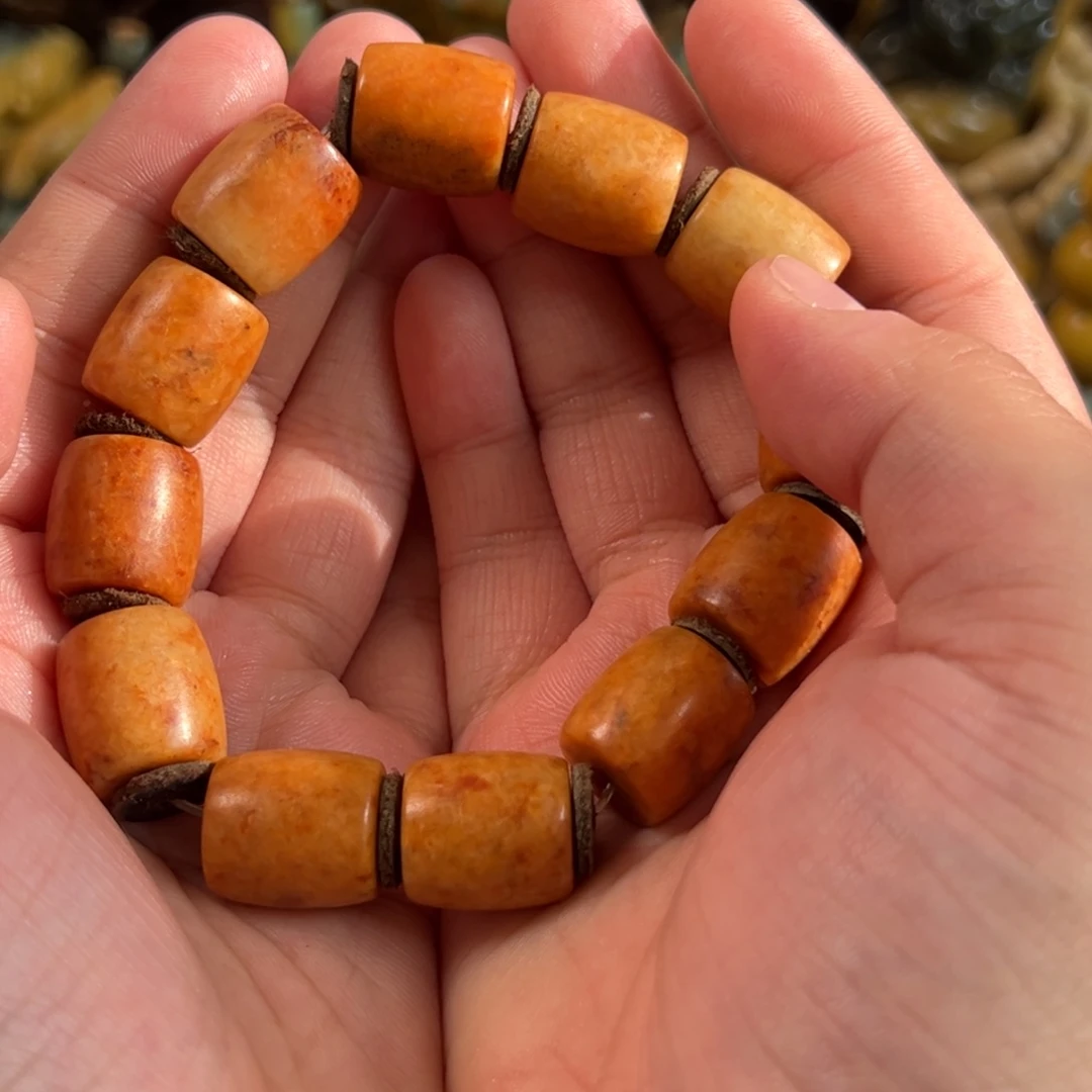 清***微岫岩河磨玉（透闪石质玉）未镶嵌手串