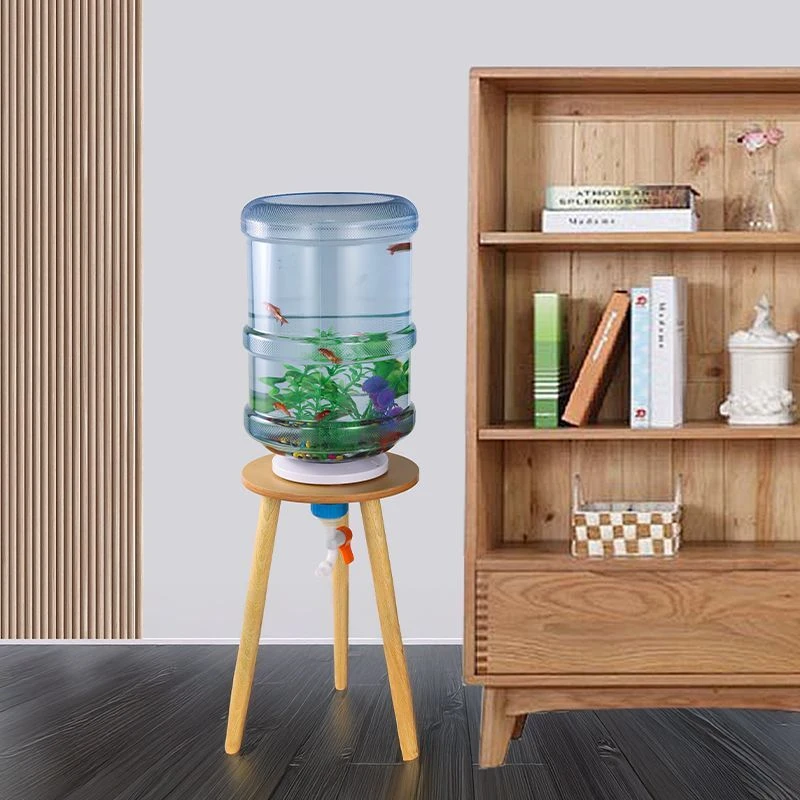 矿泉水桶养鱼三角支架自制生态鱼缸支架倒置养鱼换水一体式鱼缸