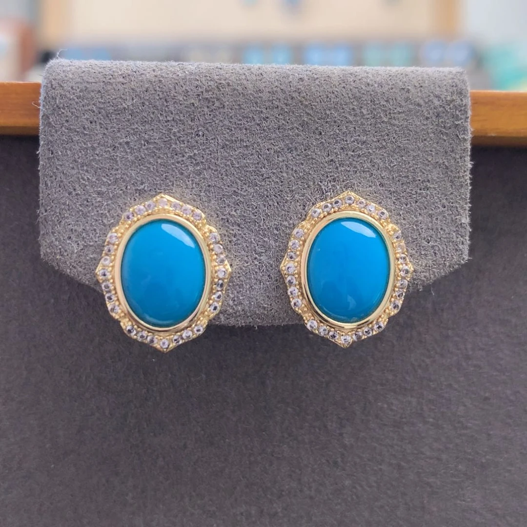 未镶嵌绿松石复古耳钉