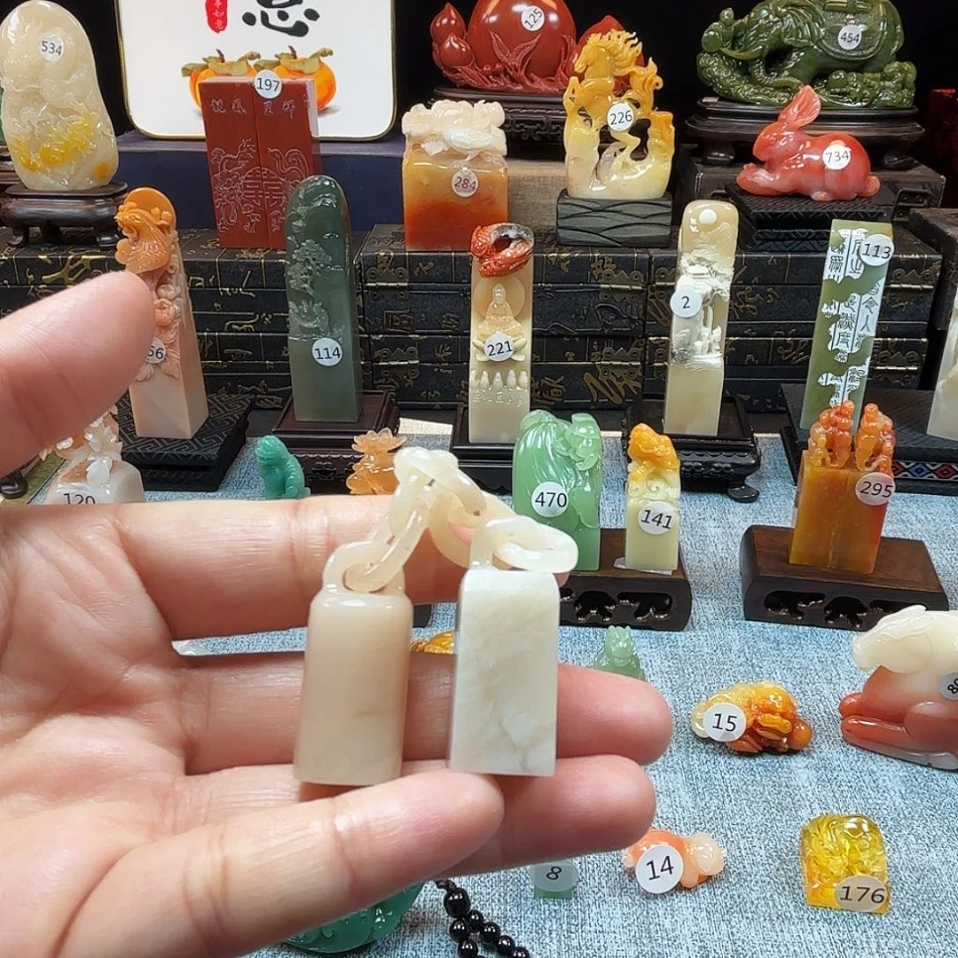 寿山石印石连珠印章8