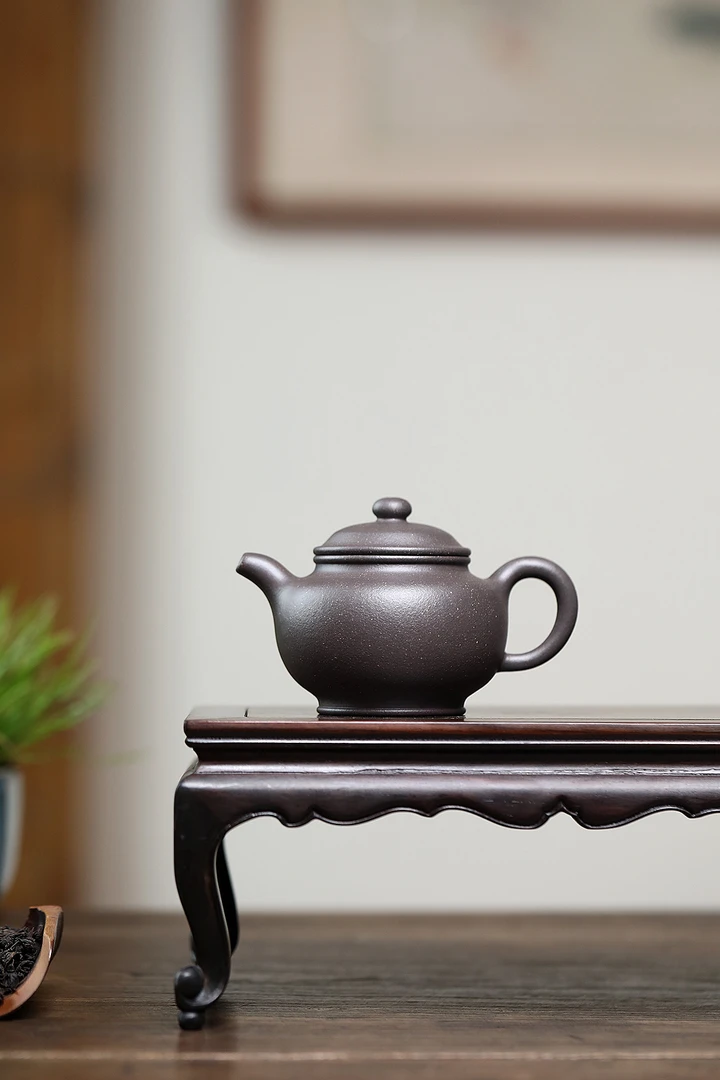 【掇只】宜兴原矿天青泥150cc纯手工小容量莲子壶水平壶紫砂壶圆壶