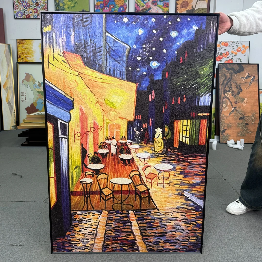 梵高露天咖啡厅装饰画现代简约卧室床头画复古餐厅80120