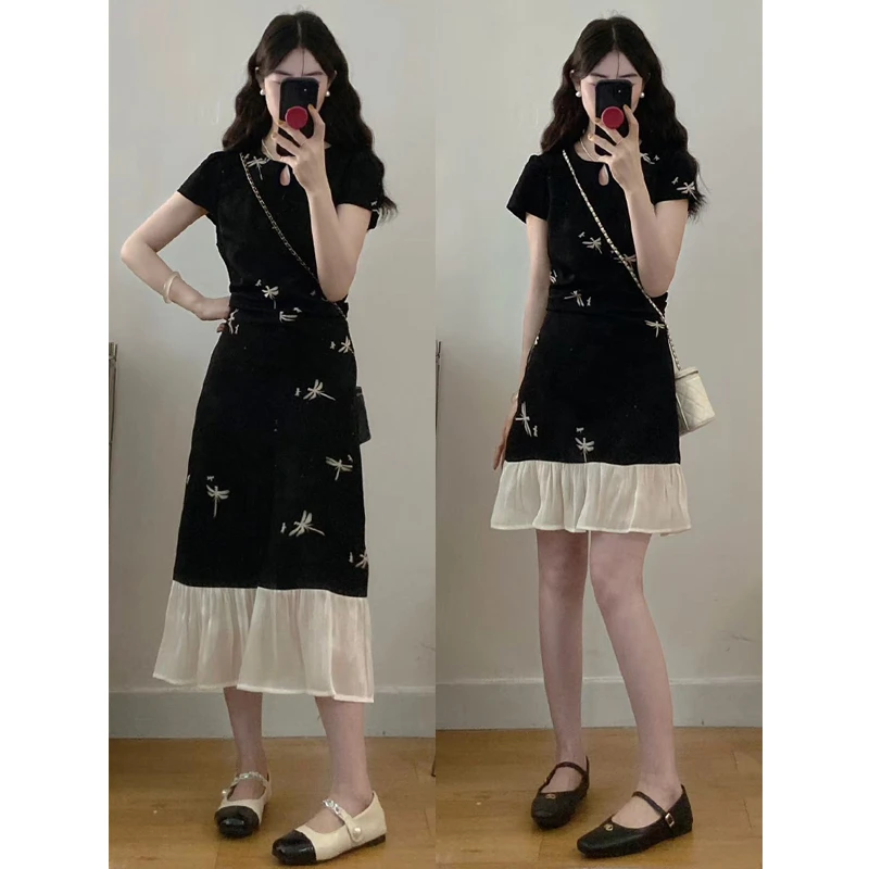 大码女装胖mm新款夏季修身气质显瘦减龄法式连衣裙女