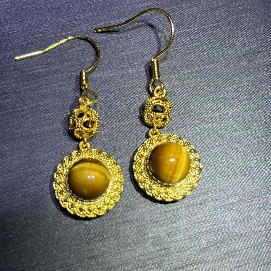 面面来财珠宝CT11197-六彩明珠木变奇石耳钩一对