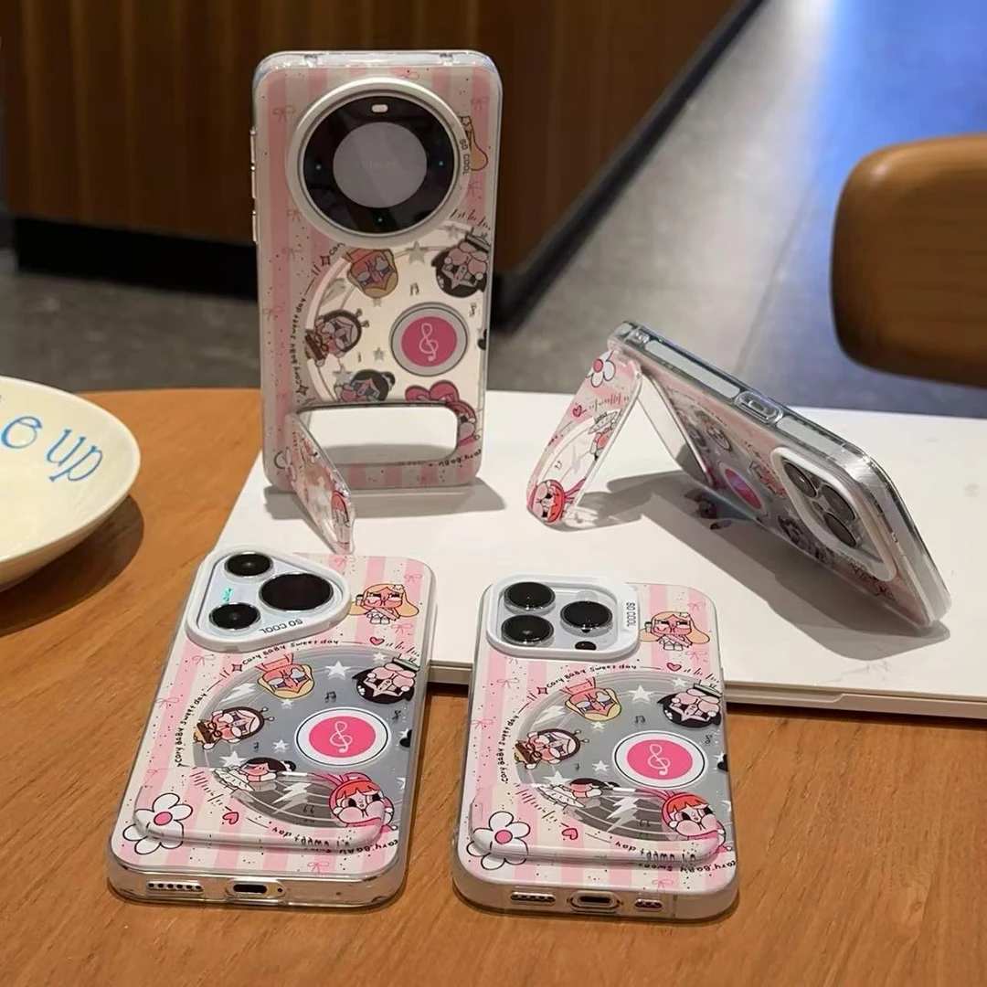 奥菲顿趣味唱片哭娃支架适用苹果16元气手机壳华为P70vivoppo小米