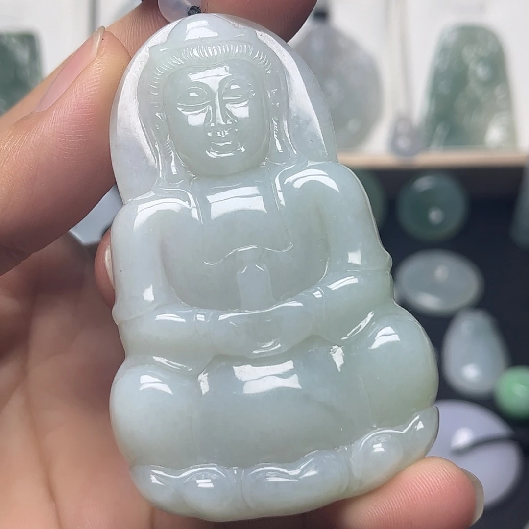 翡翠足金镶嵌颈饰缅甸天然翡翠