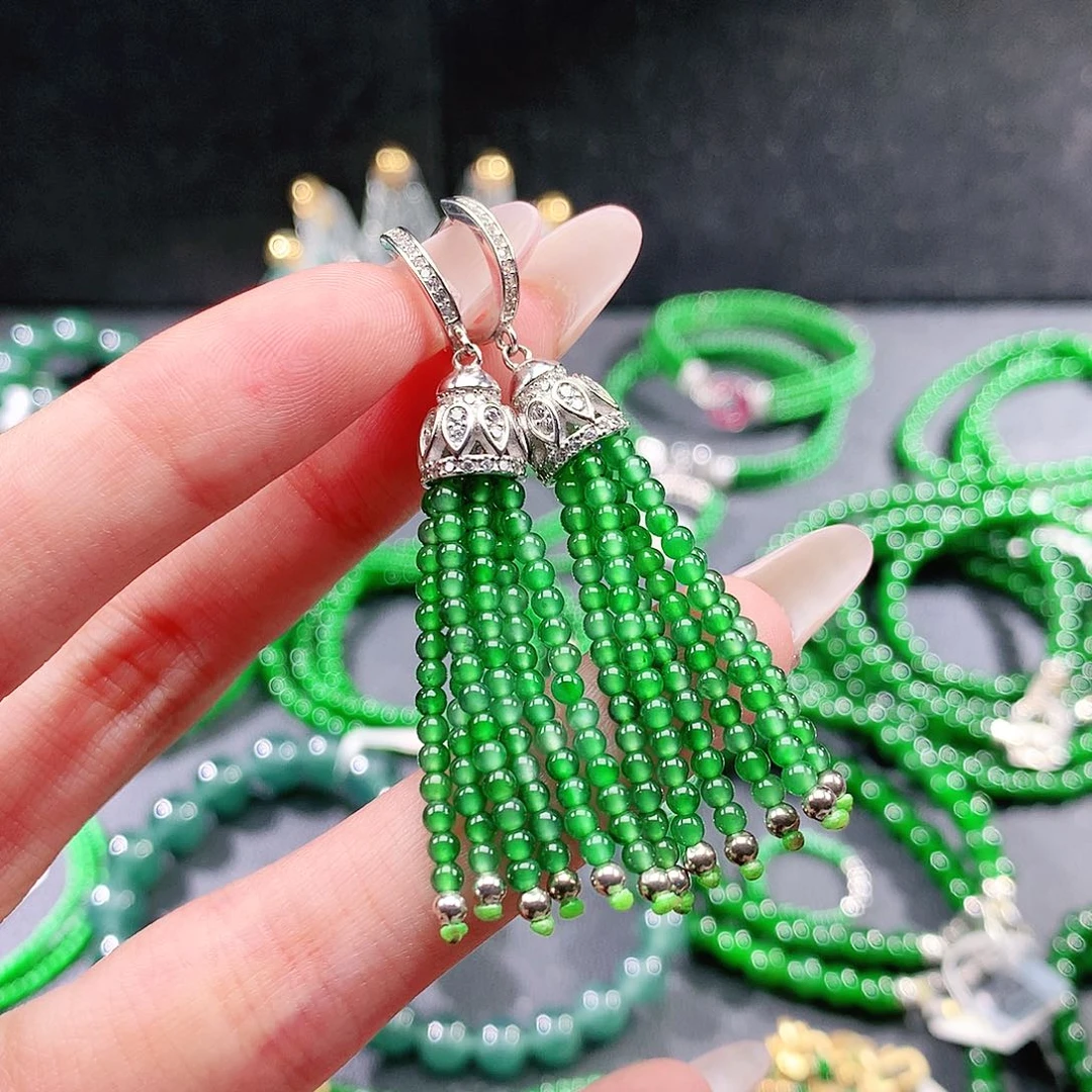 翡翠未镶嵌手串耳饰