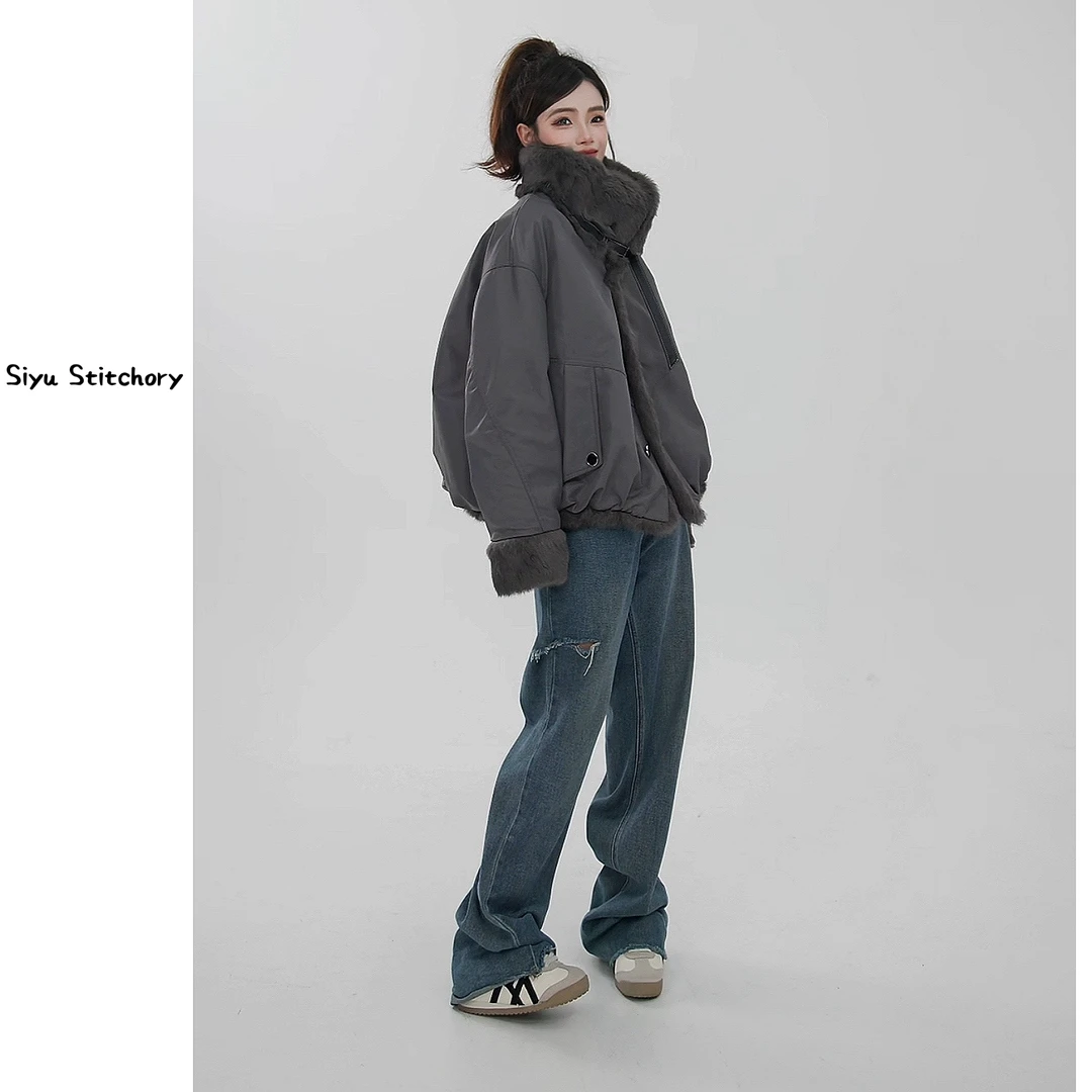 【思语】“时空” CC25803 原创设计师款皮毛一体两面穿皮草外套