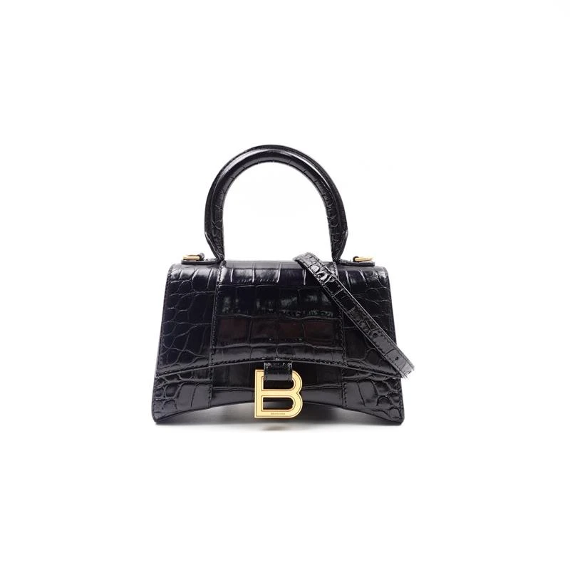 95新 Balenciaga/巴黎世家 黑金鳄鱼压纹单肩包/T_ZY0000402662