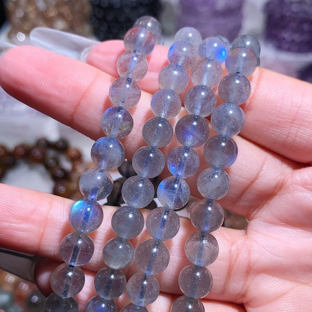 未镶嵌手链水晶蓝光灰月光7mm