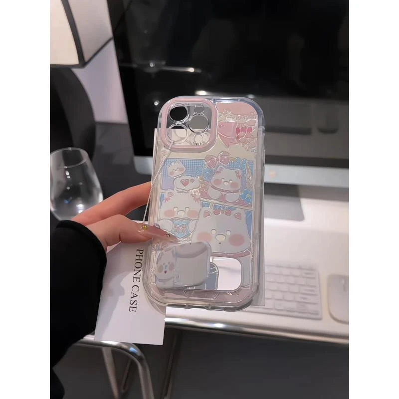 花朵西高地适用苹果16promax泡芙手机壳iPhone15羽纱华为60女小米