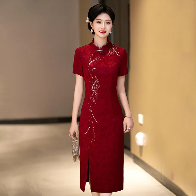 喜婆婆婚宴装2025新款妈妈礼服订婚装丈母娘结婚衣服新中式旗袍女