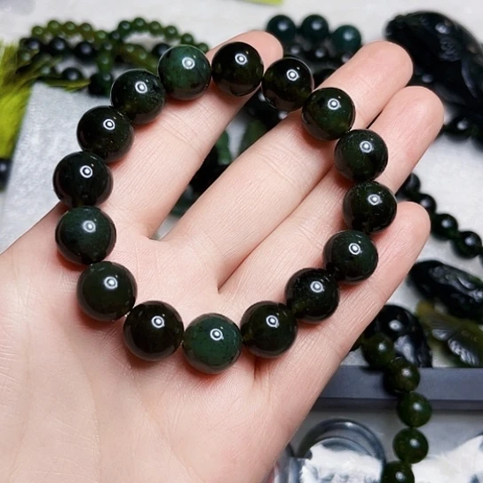 蛇纹石玉手链合金玉***美