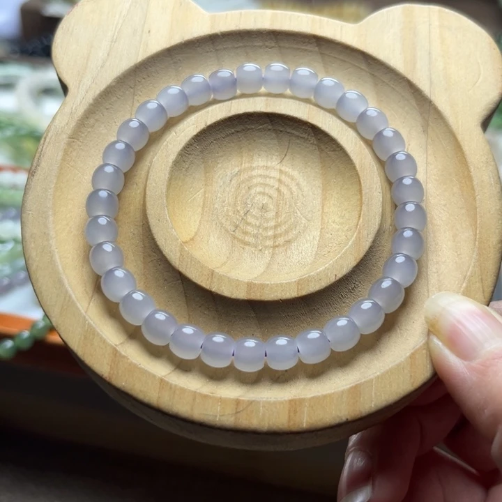 和田玉未镶嵌手链6mm高冰仙紫直切