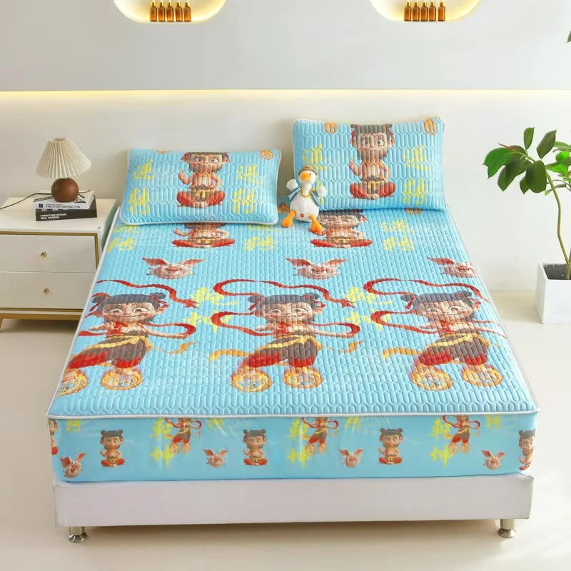 夏季专用哪吒床笠款乳胶凉席三件套大学生宿舍可机洗冰丝空调席