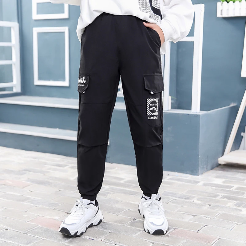 男儿童工装裤夏季薄款休闲束脚裤子学生运动裤2025新款速干长裤潮