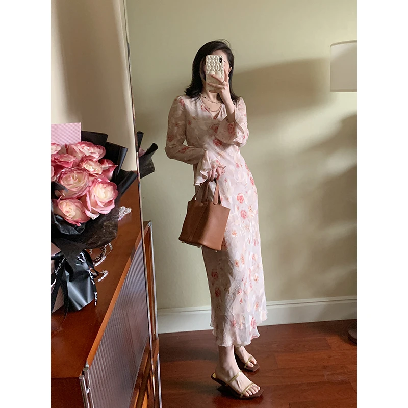 【现货款】花总吖【玫瑰故事】法式气质重工提花印花连衣裙R425Q02909