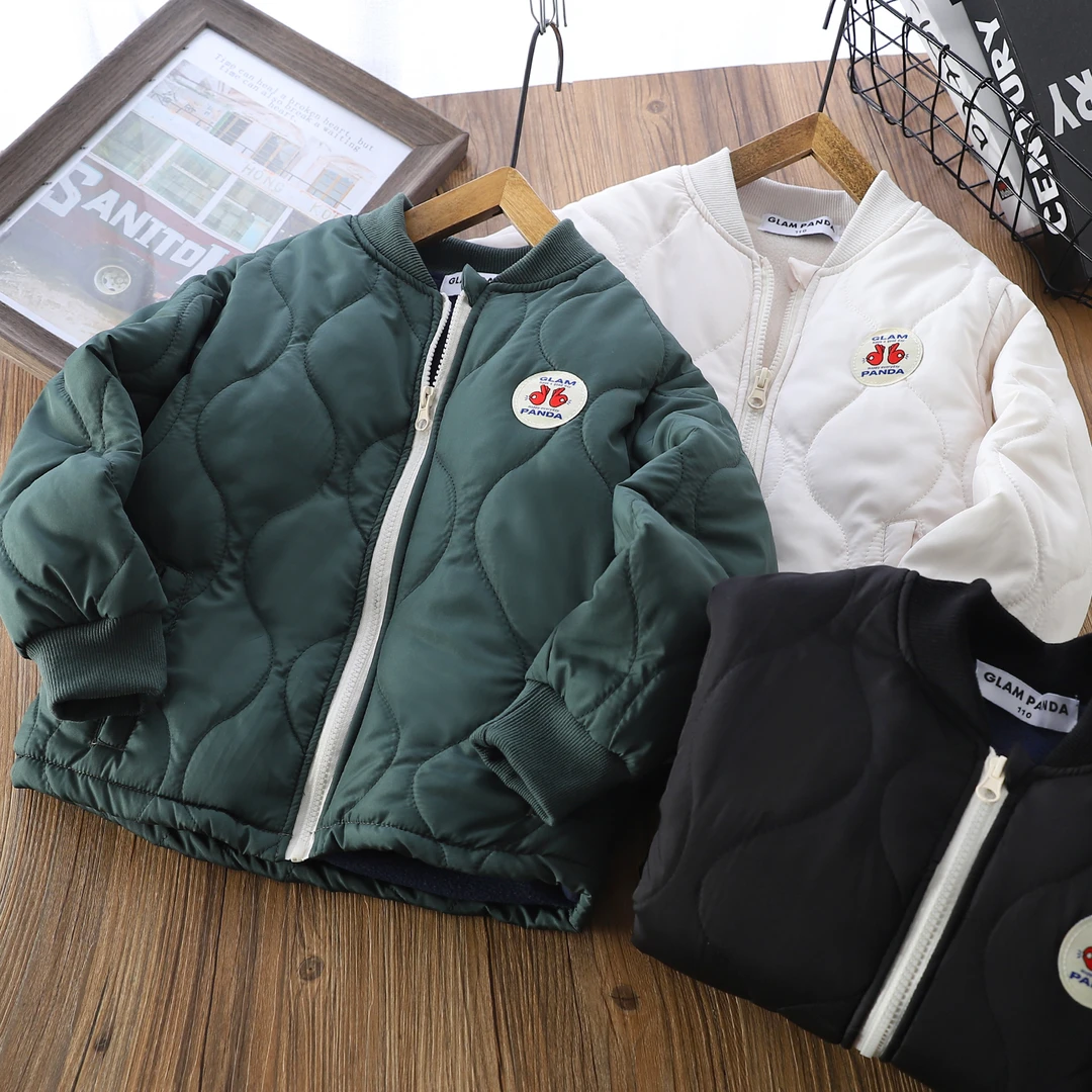 冬季儿童双层加加厚刺绣卡通中大童棒球服外套 1004