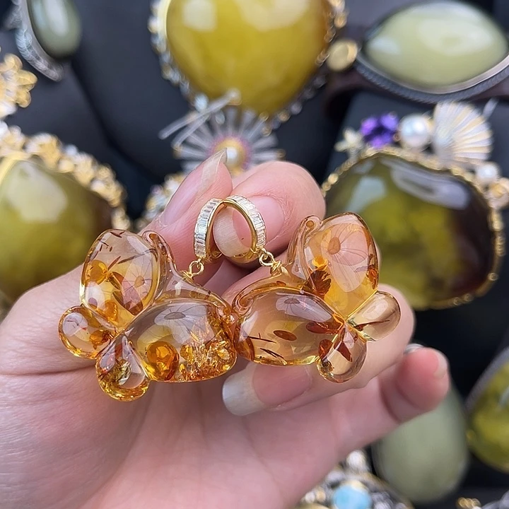 琥珀银S925镶嵌裸石