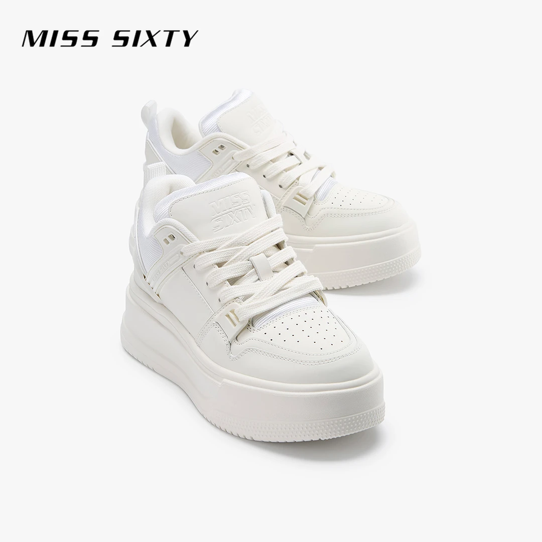 Miss Sixty2025春季新款运动鞋女牛皮革休闲鞋系带厚底都市假日