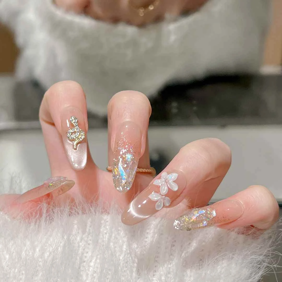 【花舞灵蛇】25年春款高品质纯手工穿戴甲闪钻轻奢气质显白W02