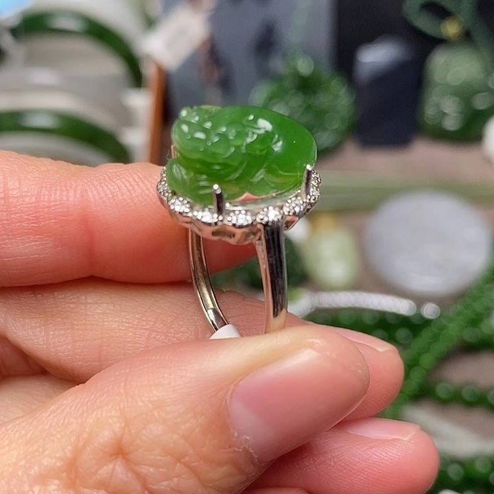 和田玉银S925镶嵌戒指