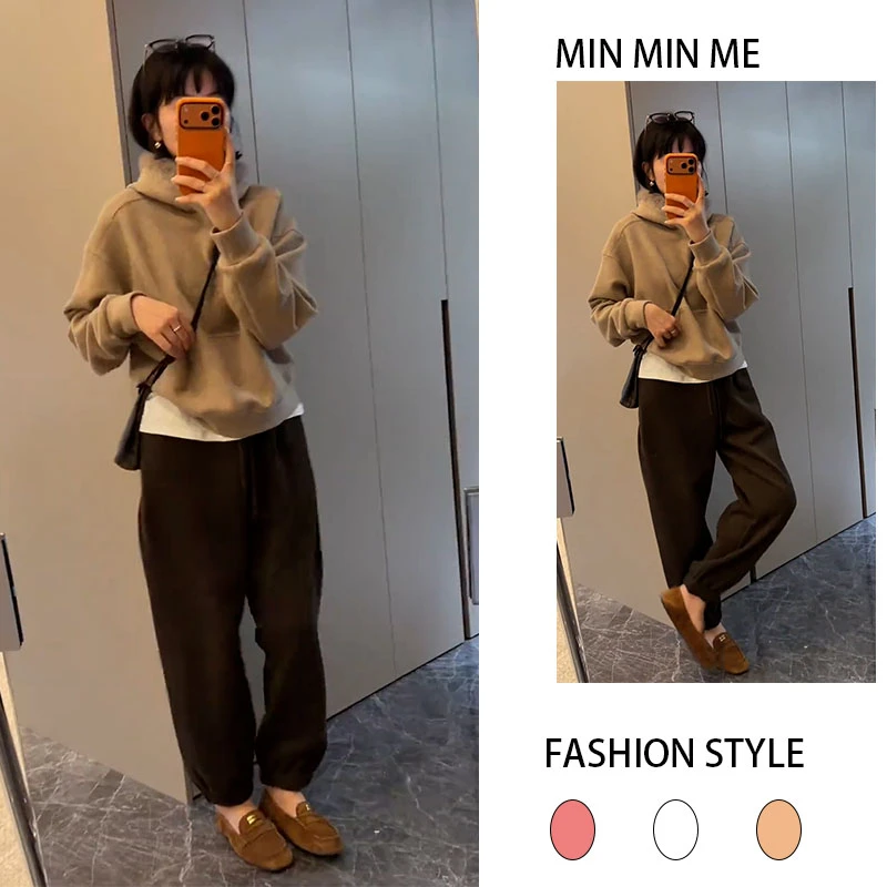 2025秋季新款设计感慵懒风显瘦长袖卫衣女搭配休闲阔腿裤两件套