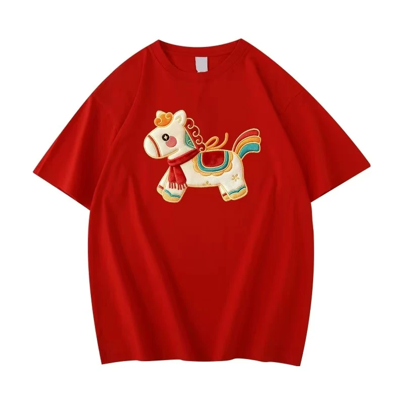 盐系小白体2026春夏新款马年休闲白色短袖t恤女宽松oversize上衣