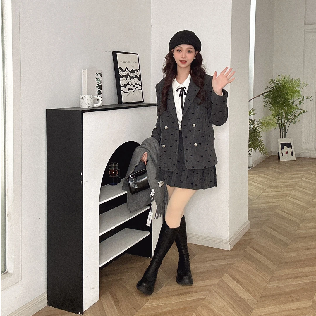 IEF/爱依服【微胖】2025秋冬新款韩版复古温柔风时尚上下套裙