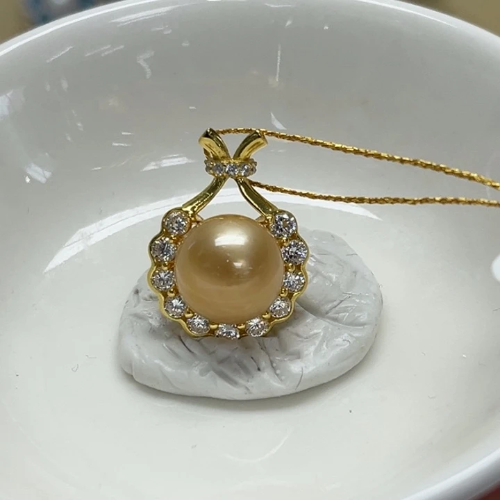 银S925镶嵌海水珍珠颈饰10-11mm 12号