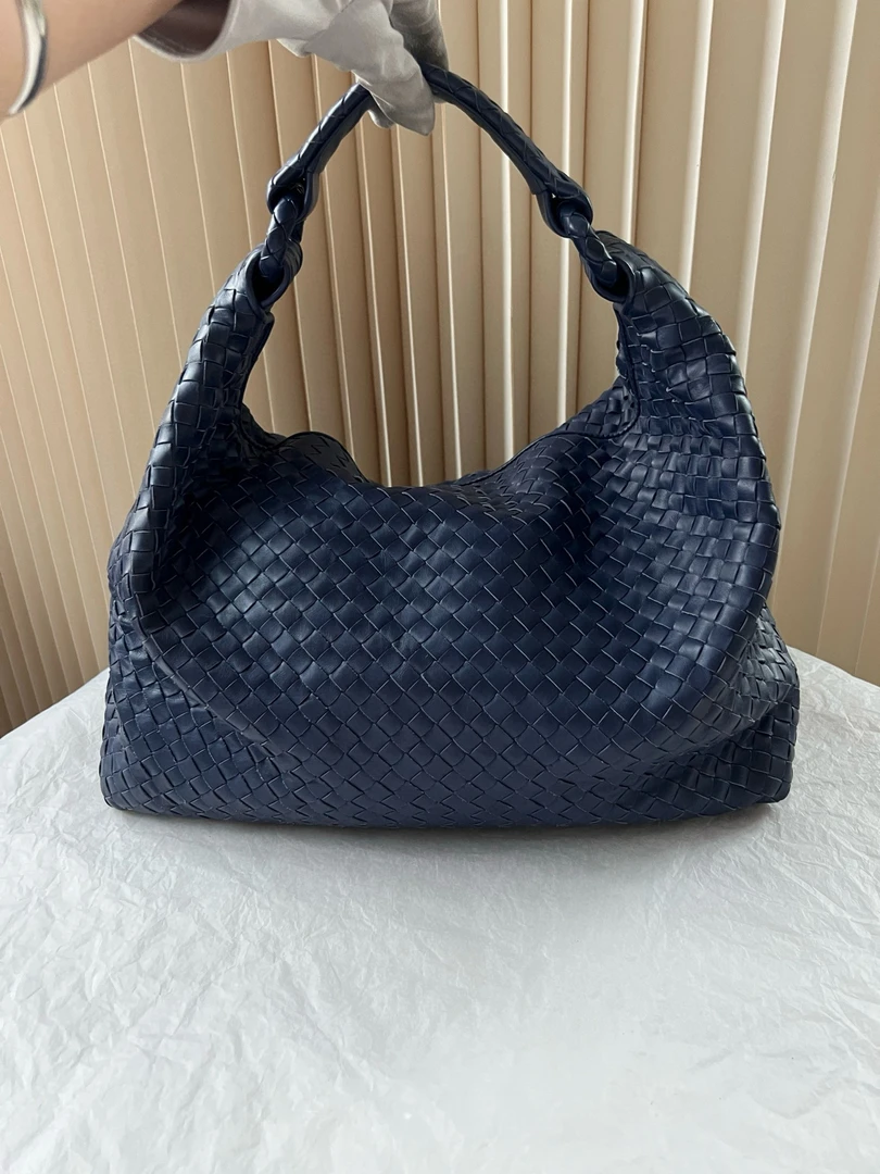 95新 Chanel/香奈儿 0671 bv葆蝶家深蓝色编织手提单肩包