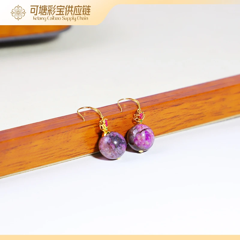 南非舒俱来 18K金 樱花油画圆珠耳钩合集/KTCB-4733/多样性发一对